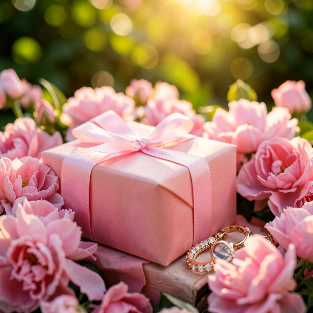 Une boîte de cosmétiques roses, idée cadeau pour une amie