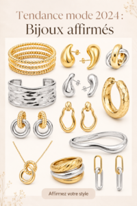 Collection de bijoux tendances pour 2024, incluant des pièces audacieuses et uniques.