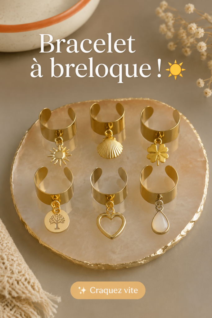 Bracelet à breloques coloré avec pendentifs en forme de cœur