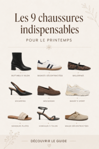 Une sélection de 9 types de chaussures printanières pour femmes, présentée sur un fond lumineux.