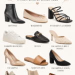 Un assortiment de chaussures indispensables, incluant des ballerines et des escarpins, sur fond neutre.