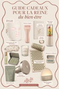 Un assortiment de cadeaux bien-être, comprenant des bougies, des thés et des accessoires de relaxation.