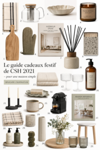 Un joli cadeau emballé avec soin devant un décor intérieur simple et chaleureux.