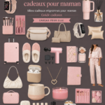 Une maman heureuse avec des cadeaux réfléchis et chaleureux.