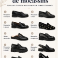 Une sélection de mocassins stylés pour hommes et femmes sur un fond neutre.