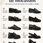 Une sélection de mocassins stylés pour hommes et femmes sur un fond neutre.