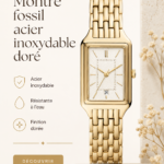 Une élégante montre en acier inoxydable doré sur un fond neutre, symbolisant le chic contemporain.