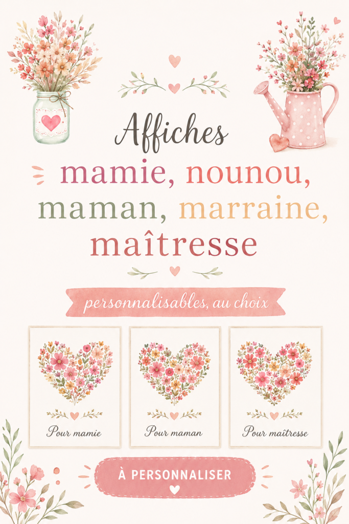 Affiche personnalisée dédiée à une mamie avec un design affectueux.