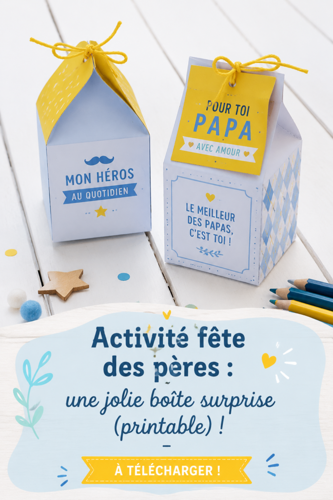 Boîte surprise colorée pour la fête des pères, décorée d'un message plein d'amour.