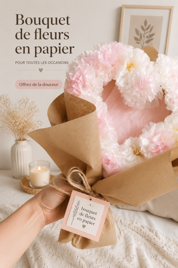 Bouquet de fleurs en papier coloré dans un vase élégant