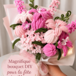 Bouquet DIY coloré pour la fête des mères, composé de fleurs variées dans un joli vase.
