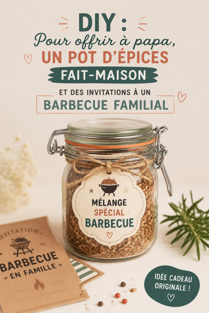 Un pot d'épices fait maison décoré avec une étiquette personnalisée.