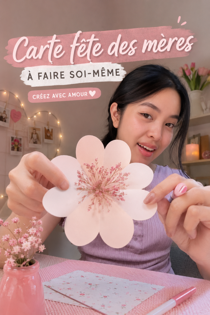 Carte de fête des mères colorée et créative faite main.