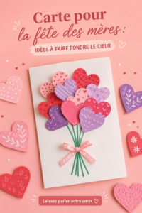 Une belle carte personnalisée pour la fête des mères avec des illustrations colorées et un message touchant.