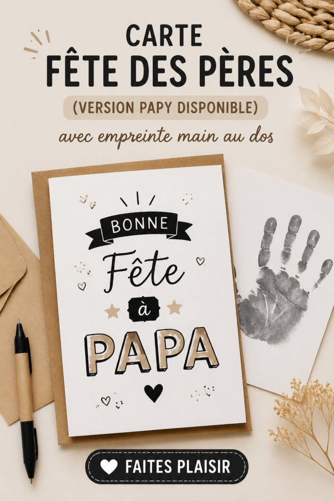 Carte de fête des Pères personnalisée avec une empreinte de main