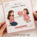 Carte pop-up colorée pour la fête des mères, faite main par des soins créatifs.