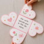 Carte faite main pour la fête des mères, décorée avec des fleurs et un message doux.