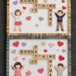 Célébration chaleureuse pour Mamie avec des petits-enfants et des décorations colorées.
