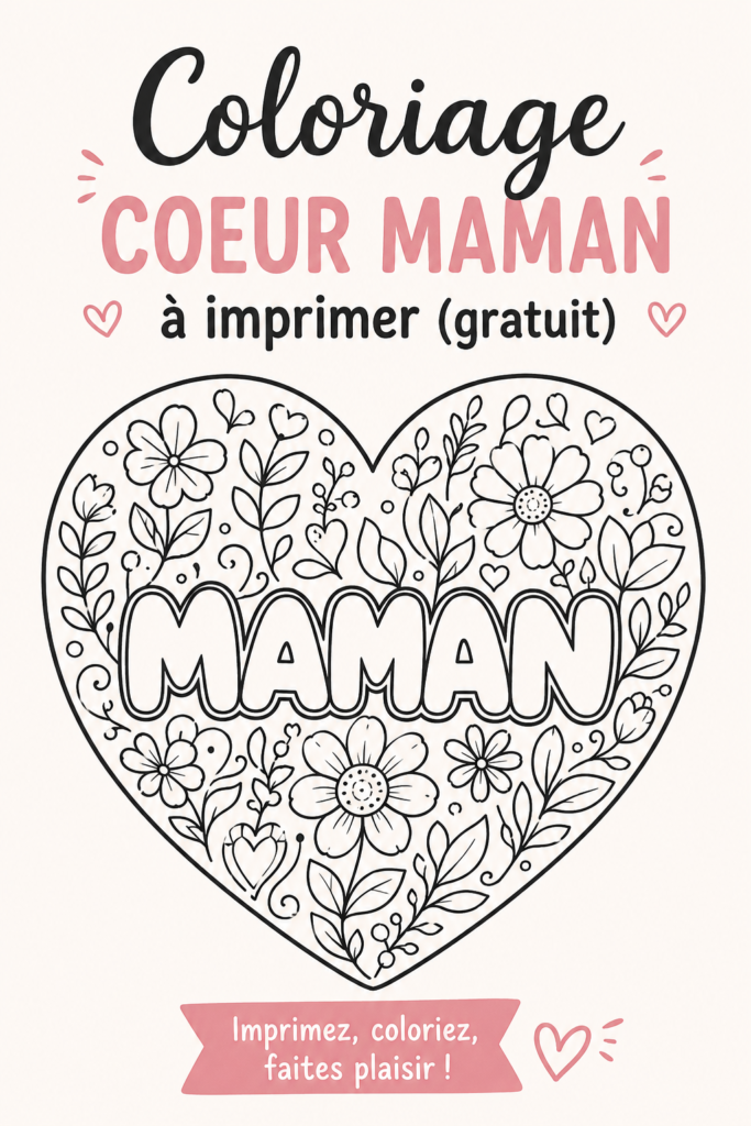 Coloriage cœur à imprimer pour faire plaisir à maman