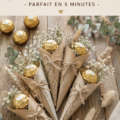 Cônes en chocolat faits maison pour la fête des mères, présentés sur une table.