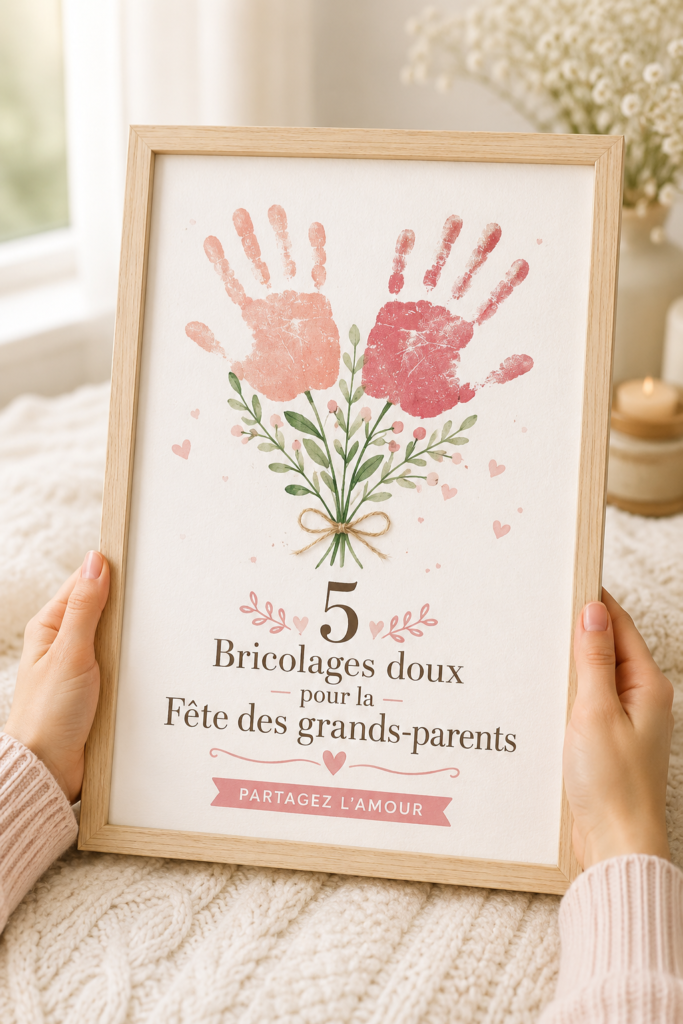 Bricolages colorés pour la fête des grands-parents, incluant des cartes et des cadres photo