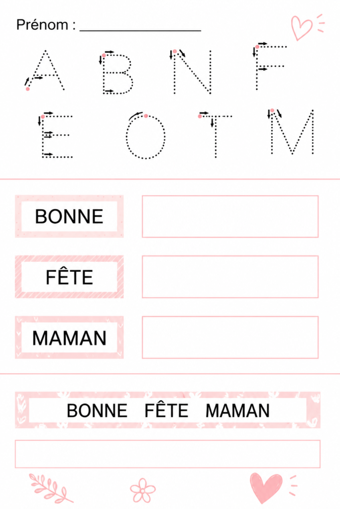 Création graphique touchante pour la fête des mères avec des illustrations florales