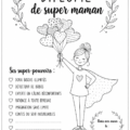Diplôme de super maman personnalisé avec des décorations florales.