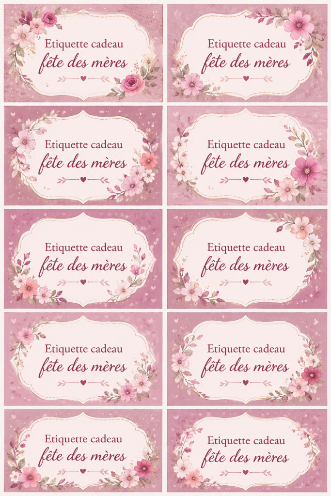 Étiquettes cadeaux personnalisées pour la fête des mères, prêtes à imprimer.