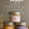 Gommage au sucre et huile de coco prêt à l'emploi dans un pot en verre