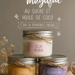 Gommage au sucre et huile de coco prêt à l'emploi dans un pot en verre