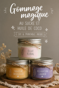 Gommage au sucre et huile de coco prêt à l'emploi dans un pot en verre