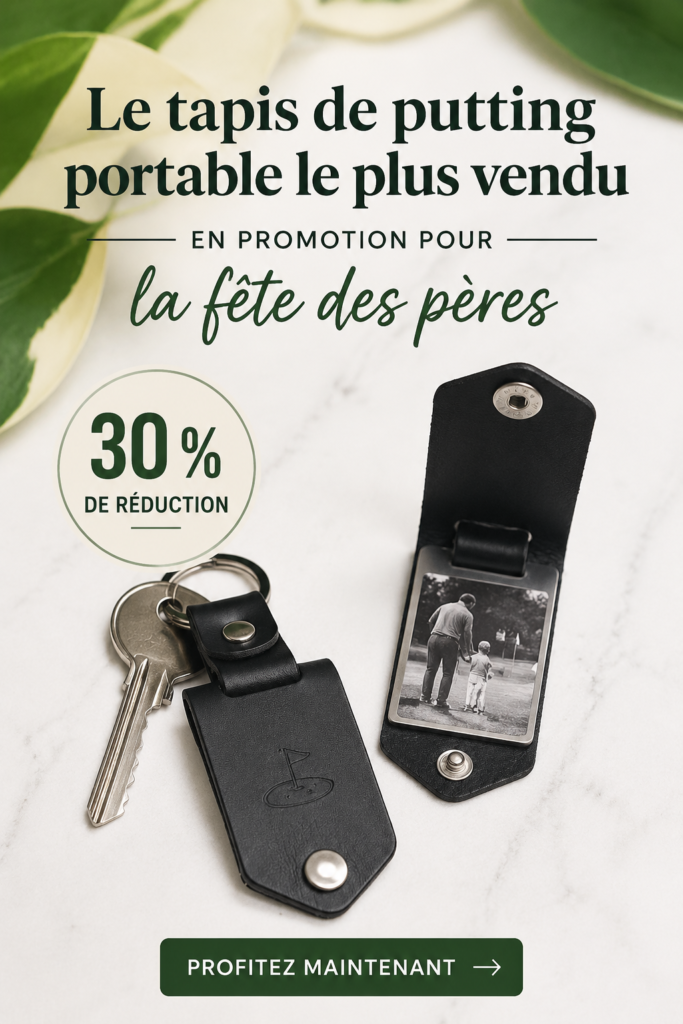 Un practice de golf portable installé dans un jardin, permettant de s'entraîner à domicile.