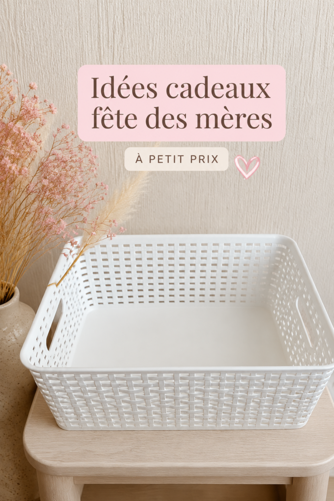 Idées de cadeaux pour la fête des mères sur une table en bois