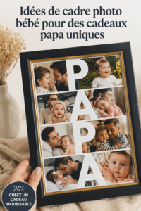 Cadre photo personnalisé pour un cadeau de papa avec des souvenirs d'enfance
