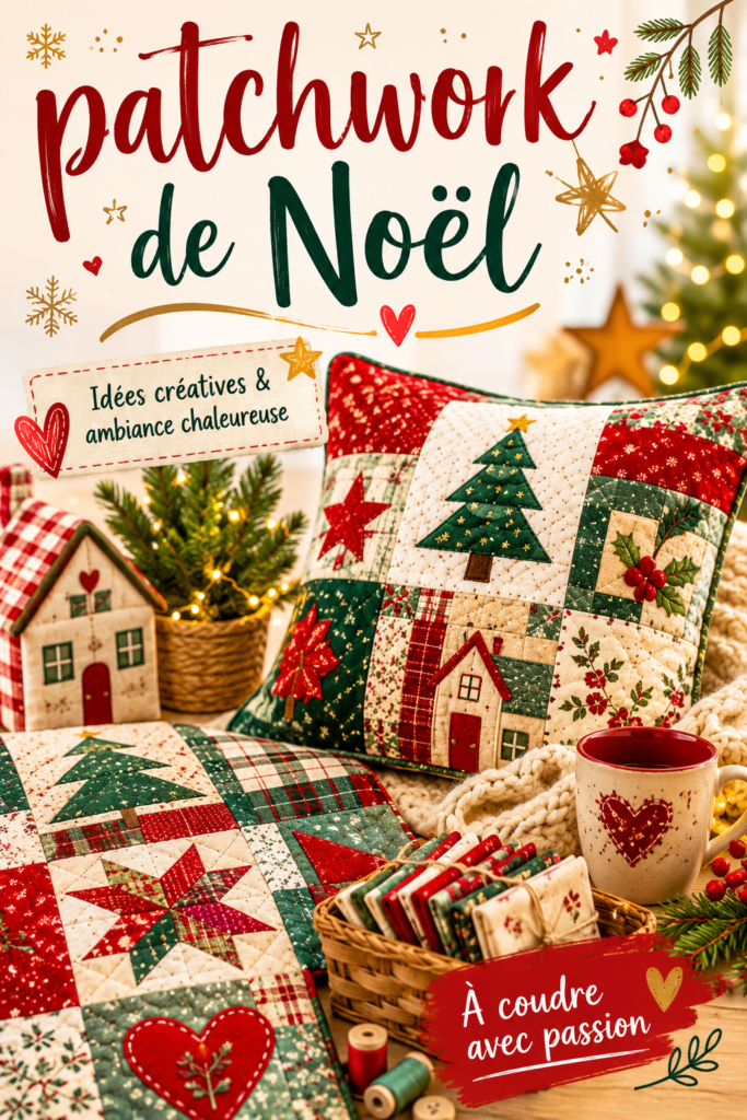 Patchwork de Noël coloré avec des motifs festifs