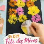 Tableau peint à la main pour la fête des mères, avec des couleurs vives et un design floral