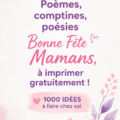 Poème imprimé pour la fête des mères avec un fond floral.