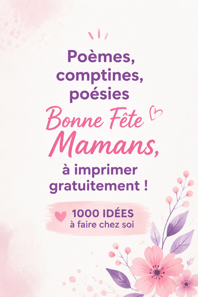 Poème imprimé pour la fête des mères avec un fond floral.