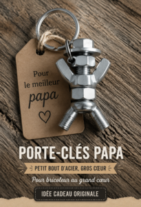 Porte-clé en boulon et écrou, un cadeau fait main pour les papas