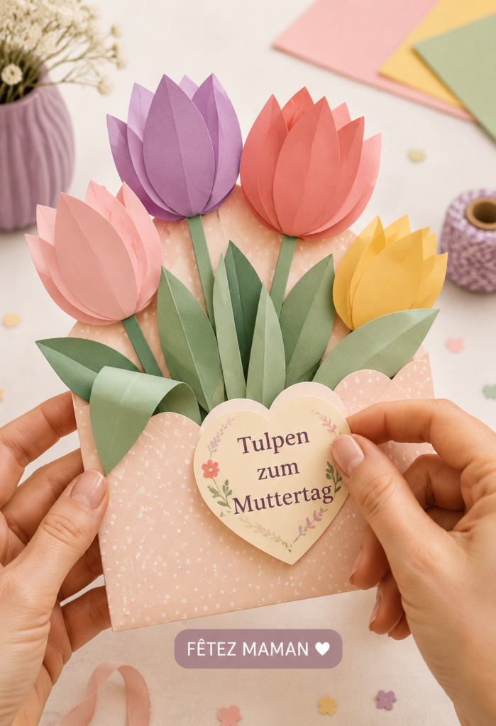 Bouquet de tulipes colorées pour la fête des mères