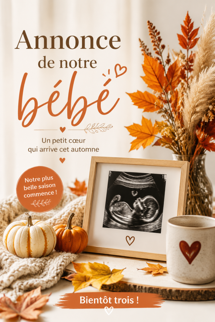 Annonce de naissance d'un bébé avec un thème automnal