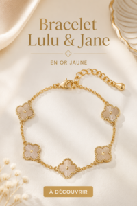 Le bracelet Lulu & Jane en doré sur un fond neutre, reflet élégant et moderne.