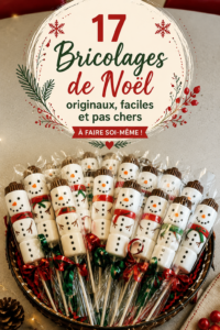 Des bricolages de Noël originaux et colorés sur une table.
