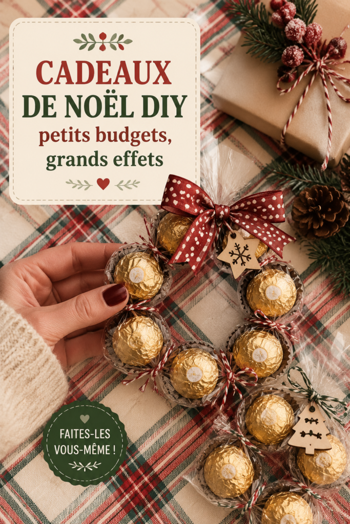 Cadeaux de Noël DIY colorés et économiques sur une table