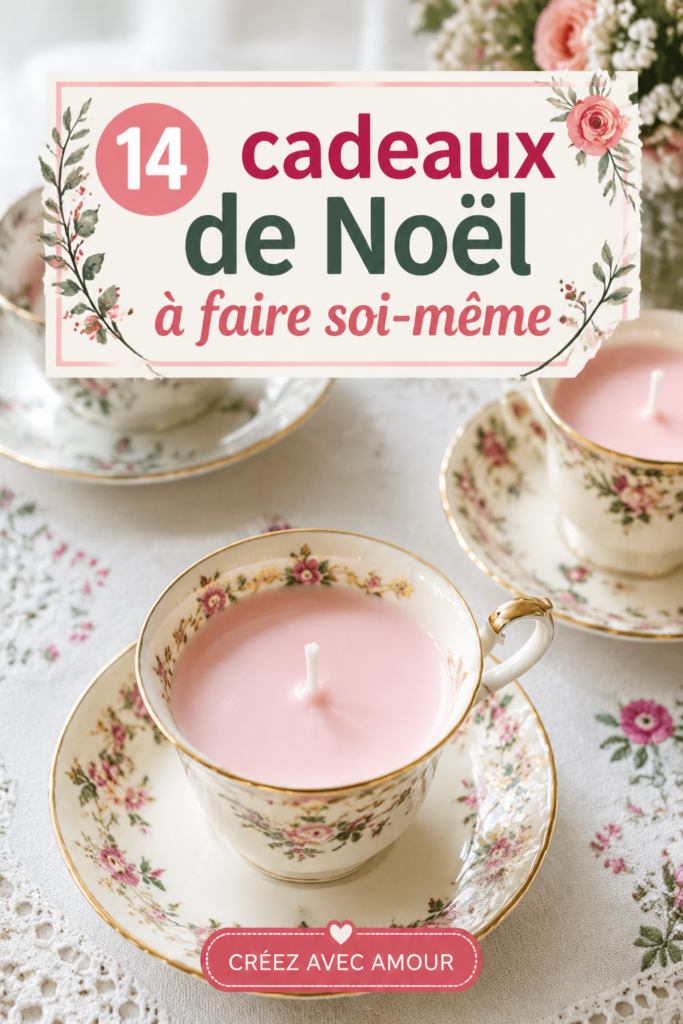 Cadeaux de Noël faits maison vus sur une table décorée