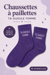 Femme portant des chaussettes à paillettes colorées, ajoutant du style à sa tenue