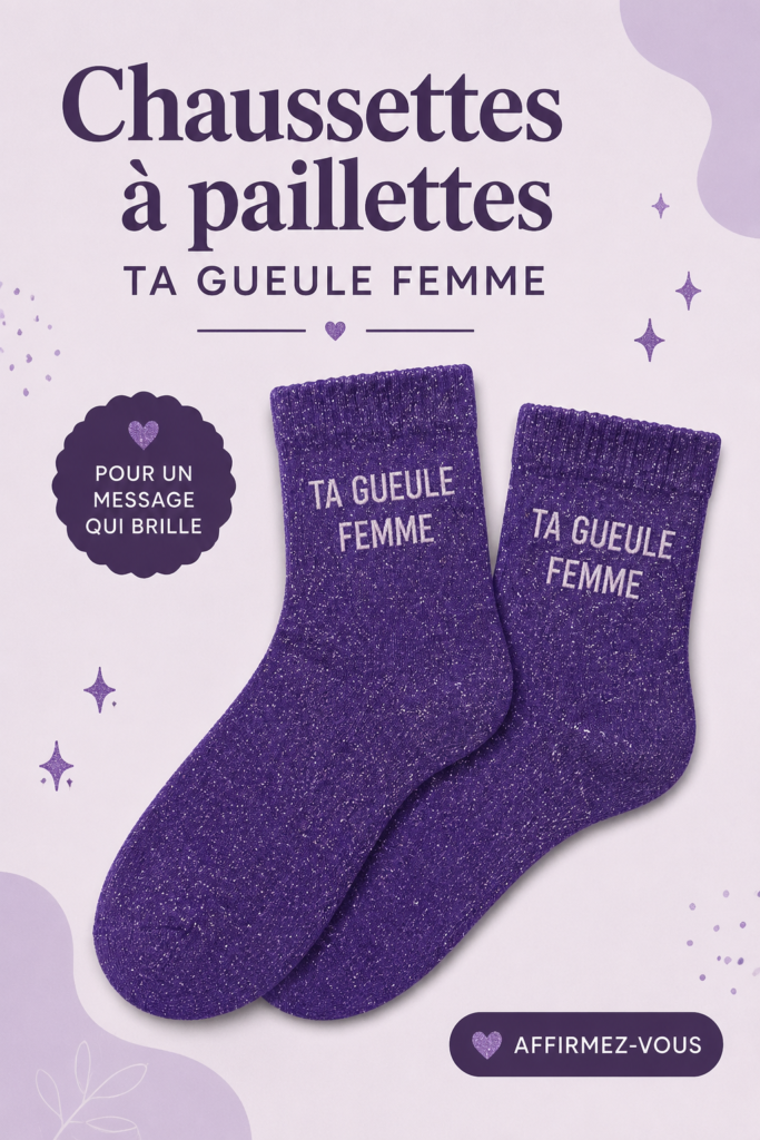 Femme portant des chaussettes à paillettes colorées, ajoutant du style à sa tenue