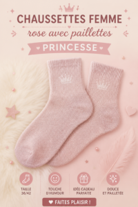 Joli paire de chaussettes roses pailletées sur une surface claire