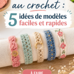 Bracelets au crochet colorés sur une table en bois, parfaits pour un look original.