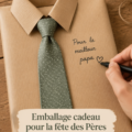 Emballage cadeau original pour la fête des pères, décoré avec des éléments personnalisés.